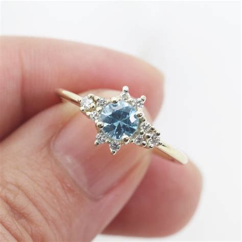 Engagement Ring Blue Zircon Etsy