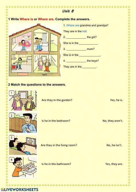 Questions Where Is Where Are Interactive Worksheet Kindergarten