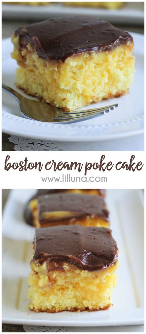 It actually isn't a pie at all, it is a cake. Boston Cream Poke Cake {EASY + Delish} | Lil' Luna