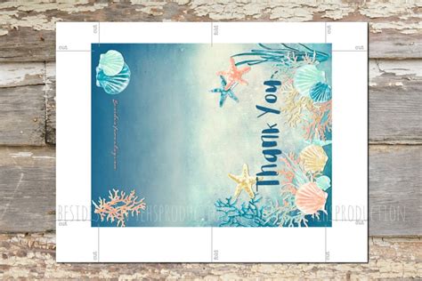 Blue Ocean Thank You Card Printable For Under The Sea Party Theme
