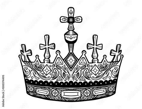 Hand Drawn Crown Luxury Crowns Sketch Queen Or King Coronation Doodle