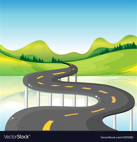 A Very Narrow Curve Road Royalty Free Vector Image