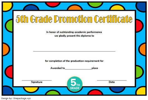 5th Grade Graduation Certificate Template Free Printable Templates