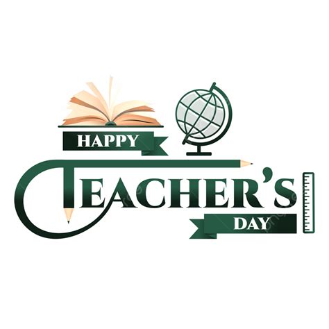 Green Typography Of Happy Teachers Day With Book Illustration Greetings