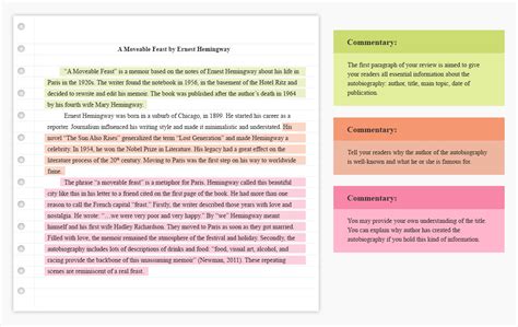 How To Write Autobiography Book Review Template