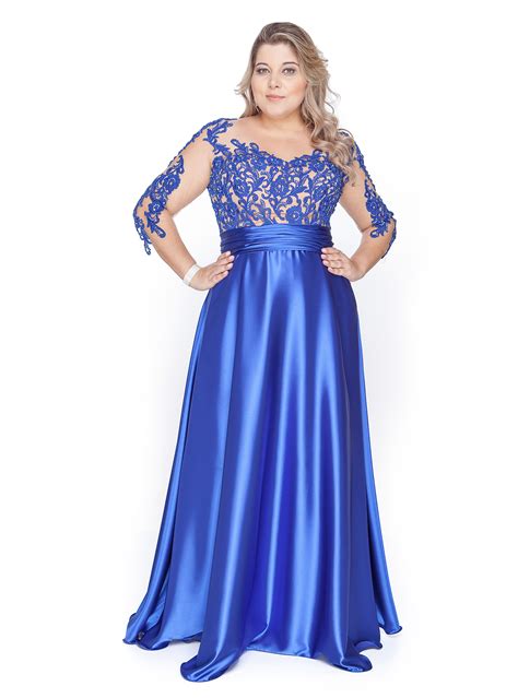 Vestido De Madrinha Azul Royal Plus Size Fd52 Ivango