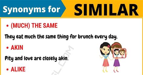 Similar Synonym List Of 100 Synonyms For Similar In English 7 E S L