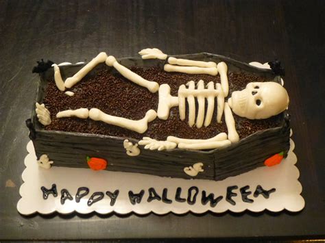 Classic Cakes Halloween Skeleton In Coffin Cake And Witch Finger Cookies