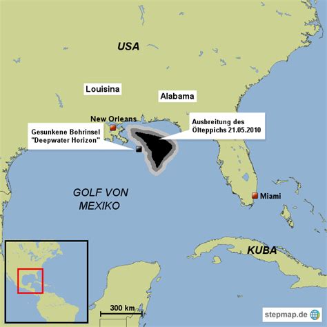 Meerbusen von mexiko) ist eine nahezu vollständig von nordamerika eingeschlossene meeresbucht. StepMap - Ausbreitung des Ölteppichs im Golf von Mexiko ...