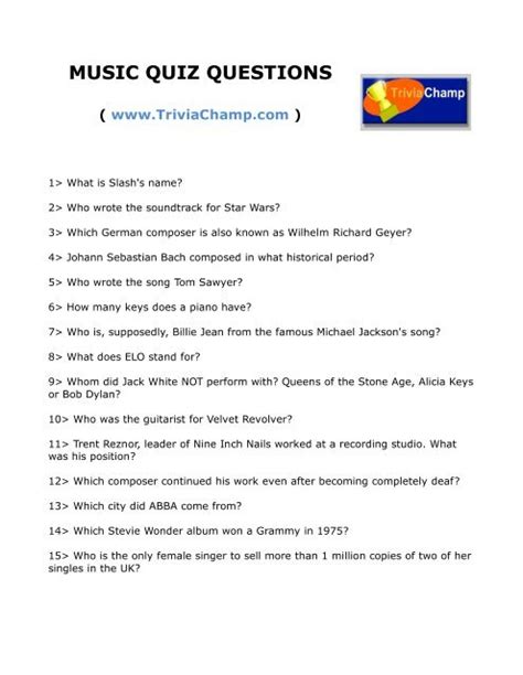 Music Quiz Questions Trivia Champ