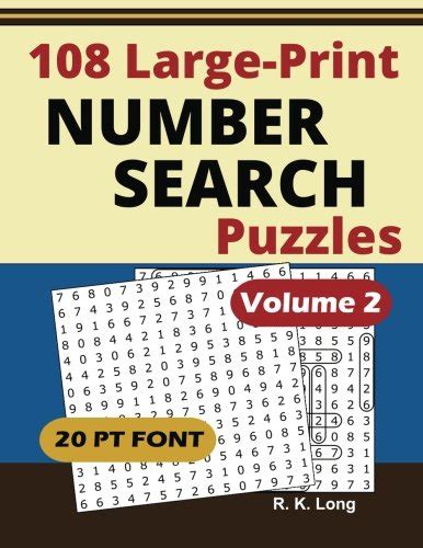 Large Print Number Search Puzzles Volume 2 108 Number Search Puzzles