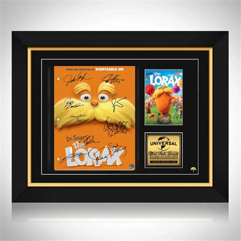 Dr Seuss The Lorax Script Limited Signature Edition Custom Frame Rare T