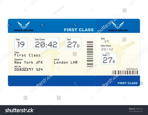 First Class Boarding Pass Plane Ticket Stock Illustration 55141912 Shutterstock