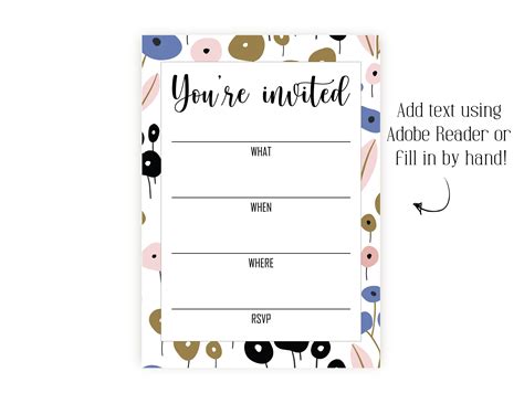 Printable And Editable Youre Invited Invitation Fill In Etsy Uk