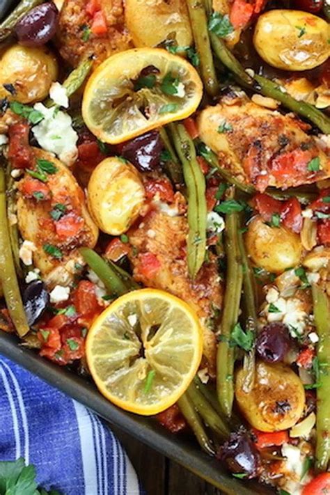 Greek Chicken Sheet Pan Dinner With Green Beans And Feta Recipe On