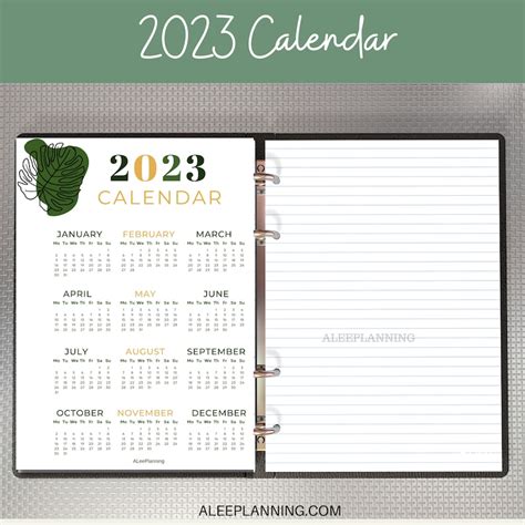 2023 Calendar Year At A Glance Printable Yearly Overview Etsy