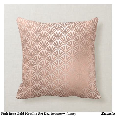 Pink Rose Gold Metallic Art Deco Seashells Scales Throw Pillow Zazzle