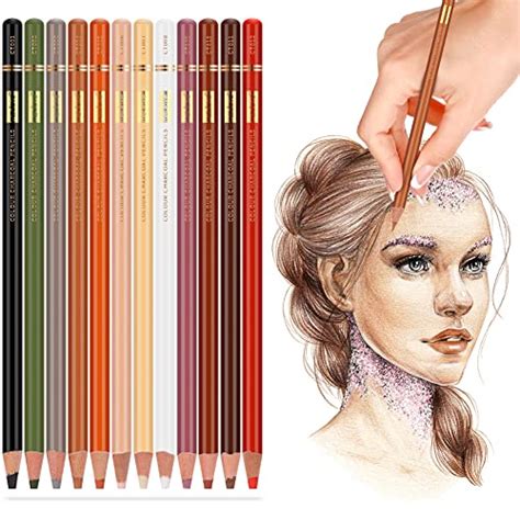 Misulove Professional Colour Charcoal Pencils Drawing Set Skin Tone