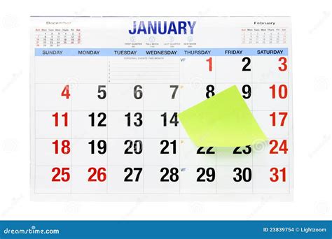 Calendario Con El Papel De Nota Adhesivo Foto De Archivo Imagen De