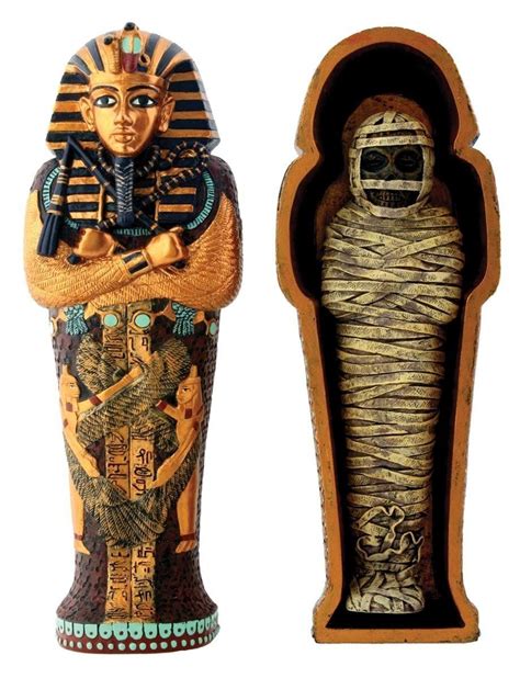 Ebros Egyptian King Tut Coffin With Mummy Collectible Figurine Statue
