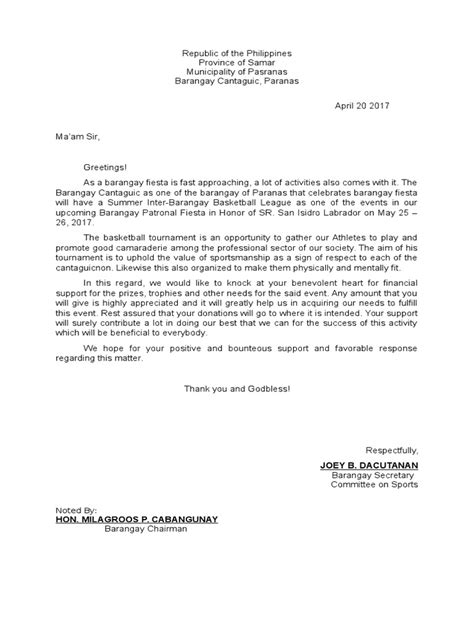 Barangay Request Letter