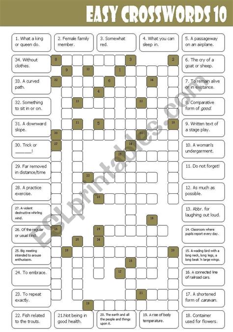 Easy Crosswords 10 Esl Worksheet By Mulle In 2020 Esl Worksheets