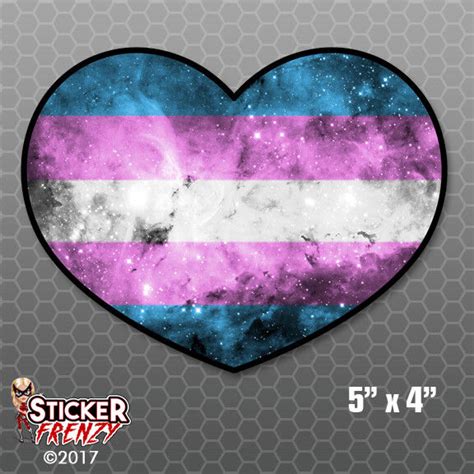 Transgender Pride Flag Nebula Heart Bumper Sticker Fe804 Car T Love Lgbtq Ebay