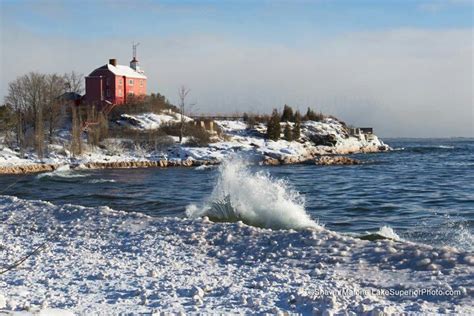 Marquette Winter Light House Winter Light Lake Superior Lighthouse