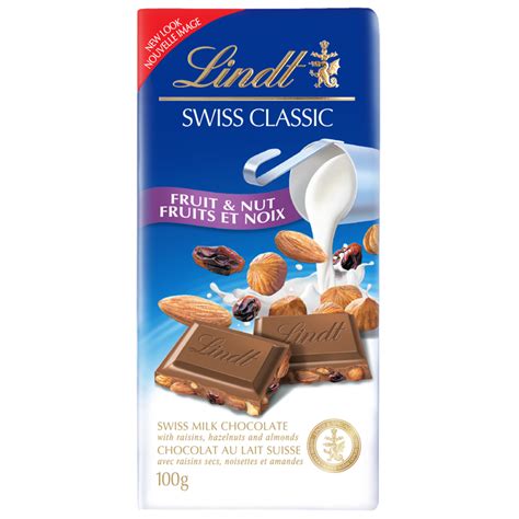 Lindt Swiss Classic Fruit And Nut Milk Chocolate Bar 100 Grams