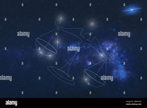 Zodiac Sign Libra Constellation stars in outer space with libra lines