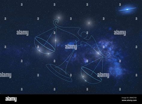 Zodiac Sign Libra Constellation Stars In Outer Space With Libra Lines