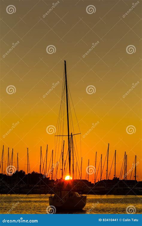 Sunset On The Adriatic Sea In Croatia In Summer Stock Image Image Of