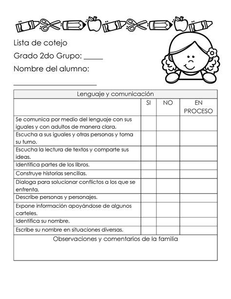 Preescolar Listas De Cotejo P Gina Imagenes Educativas