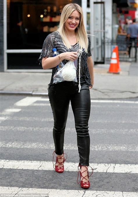 Hilary Duff Looks Lovely In Leather As She Shows Off Her Shapely Pins