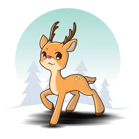 Fondos de pantalla invierno tarjetas navidad ilustraciones ipad fondos de pantalla bonitos fondo de pantalla para iphone. Lindo personaje de dibujos animados de renos en bosque de ...