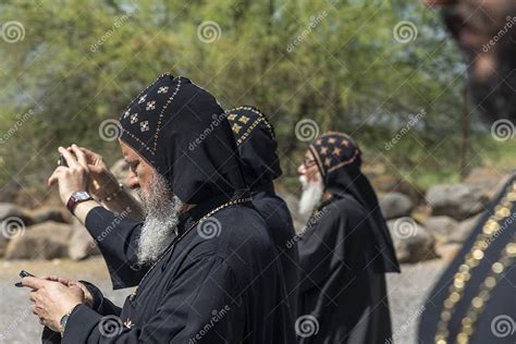 Coptic Monks At The Church In Tabgha Beside Sea Of Galilee Editorial