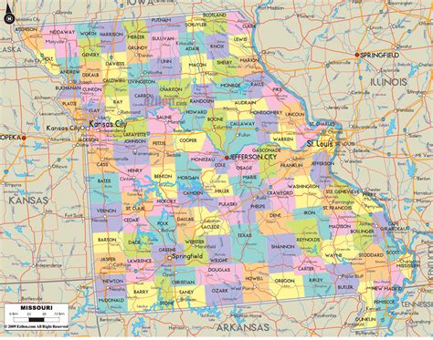 Political Map Of Missouri Ezilon Maps