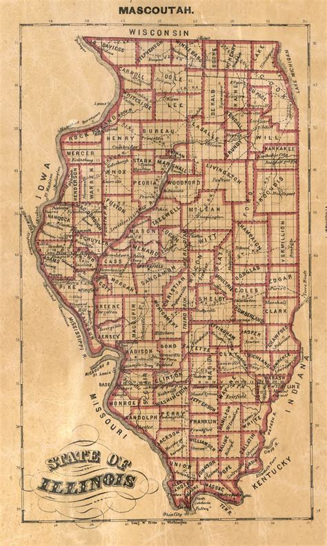 State Of Illinois St Clair Co Illinois 1863 Old Town Map Custom