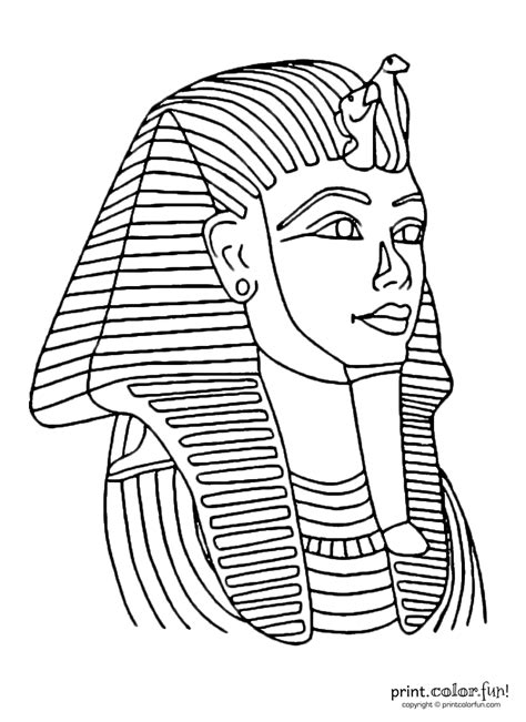 Tutankhamun Mask Coloring Page Print Color Fun