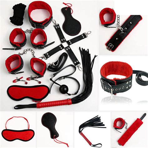 10 Piece Bondage Bdsm Sex Set Black And Red Leather Sex Toy On Onbuy