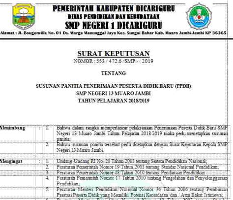 Contoh Sk Ppdb Smp 2021 Doc Imagesee Riset