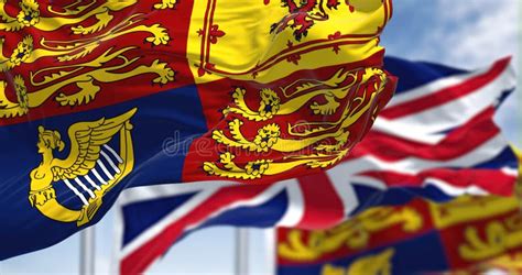 The Royal Standard Of The United Kingdom Waving The Wind Along With The