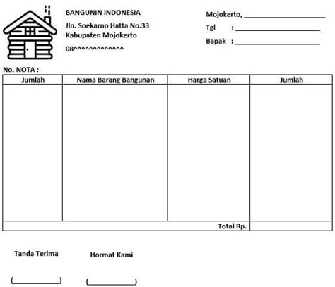 Contoh Nota Bon Toko Bangunan Kunci Persoalan