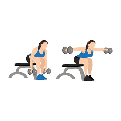 Woman Doing Dumbbell Bent Over Reverse Flyes Flat Vector Illustration
