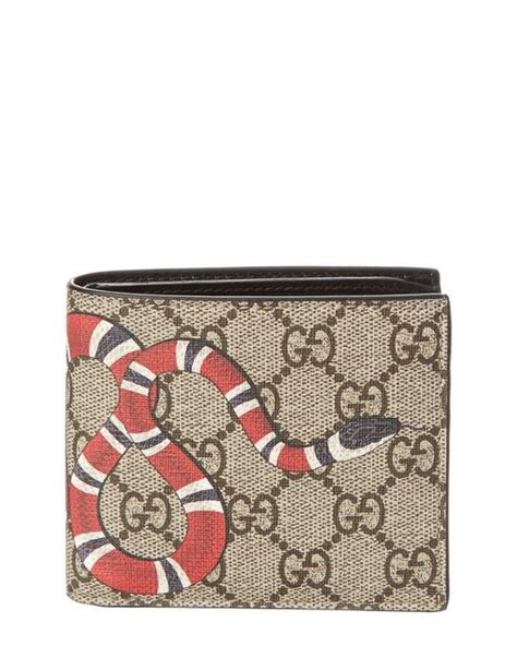 Gucci Canvas Gg Supreme Kingsnake Bi Fold Wallet In Brown For Men