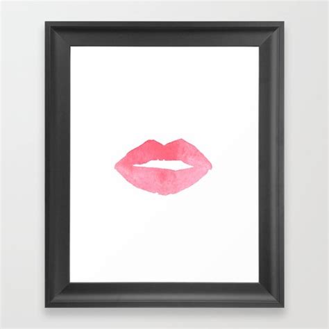 Makeup Print Pink Lips Watercolor Print Fashion Poster Abstract Lips Art Lipstick Chic Framed