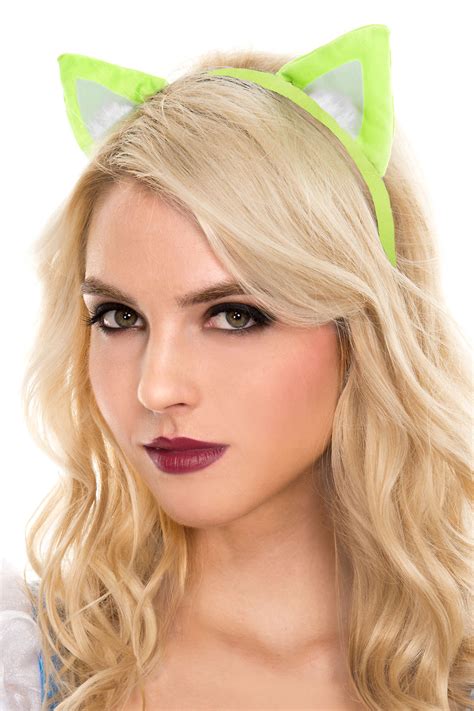 Adult Cat Ears Headband Neon Green 999 The Costume Land