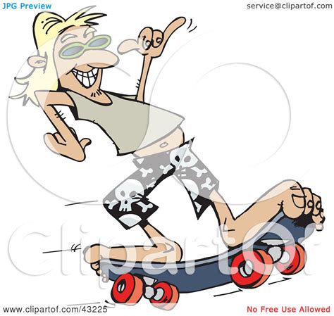 Clipart Illustration Of A Cool Skater Dude Riding Barefoot On A Board By Dennis Holmes Designs