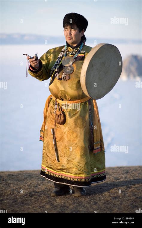 A Shaman Performs A Ceremonial Ritual On Olkhon Island Siberia Russia