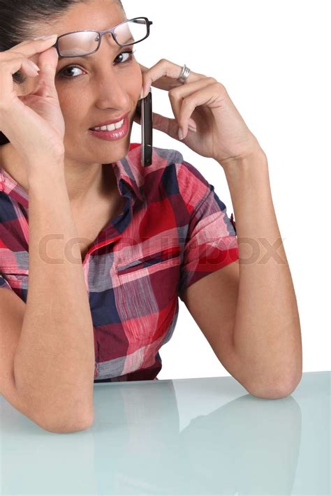 Woman Taking Off Her Glasses Stock Image Colourbox